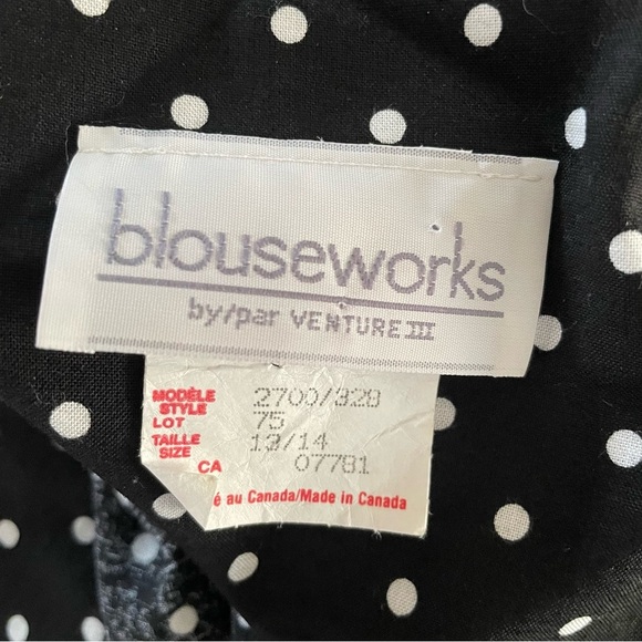 Vintage Blouseworks Polka Dot Wide Leg Jumpsuit Double Breasted Black White Plus - Picture 11 of 12